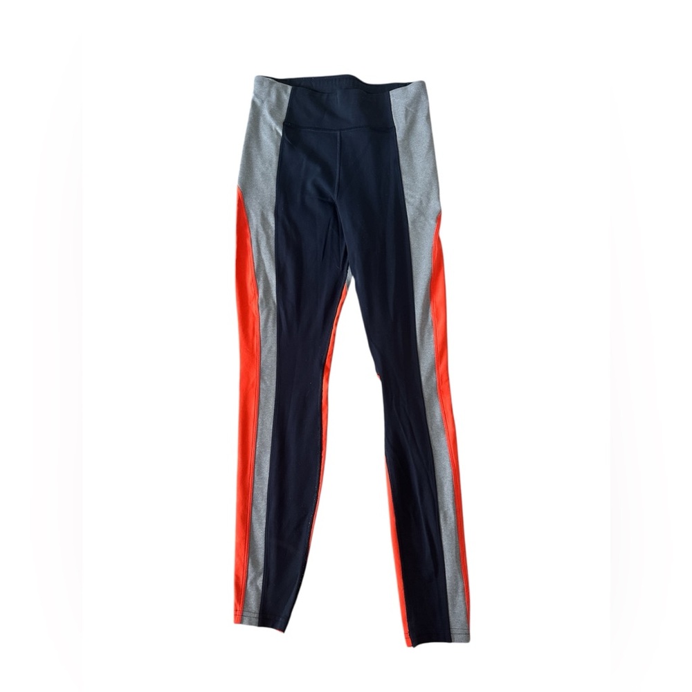 Athleta Crest Colorblock Tight Leggings |Navy Gray Orange | Size S - Picture 4 of 7